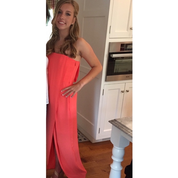 Coral Strapless Prom Dress BCBG - Picture 4 of 8